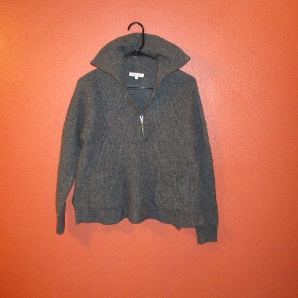 Madewell Woman Medium Gray Zip Front Warm Outdoors Long Sleeve Sweater - Picture 5 of 10